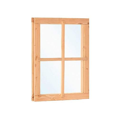 Douglas vast raam B642 x H812 mm (buitenwerkse maat) incl. roedes, RVS raambeslag